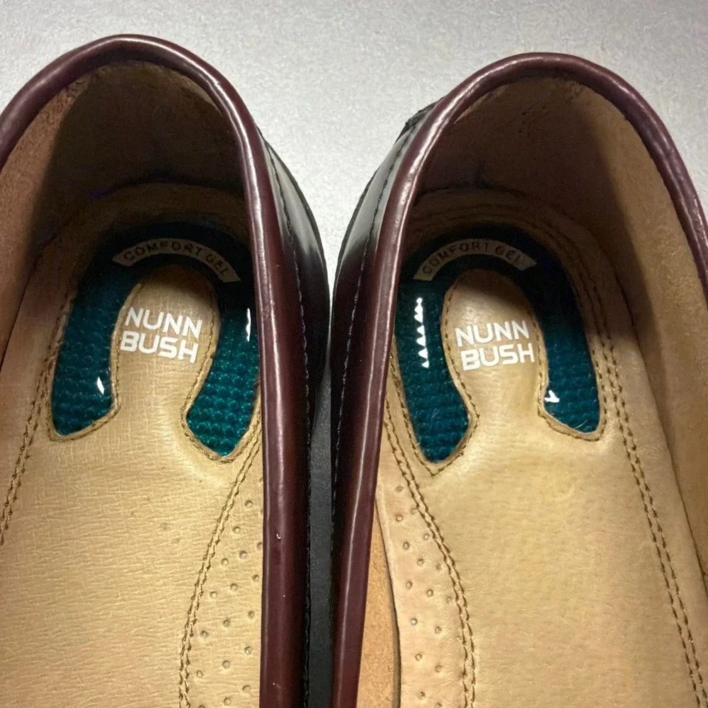 Nunn Bush Men's Burgundy Leather Penny Loafers Comfort Gel Dress Shoes Size 11M